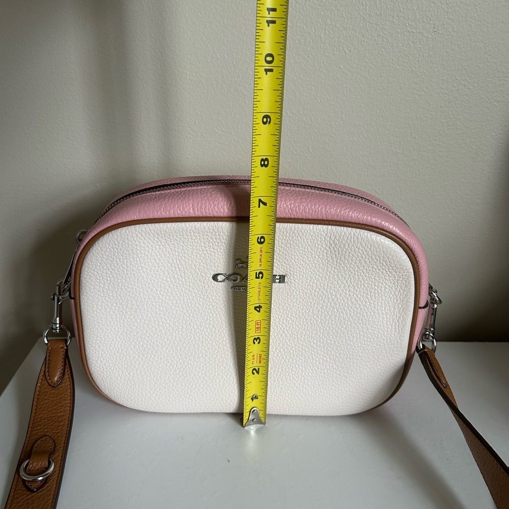 Coach Jamie Camera Bag Colorblock White Pink Pebbled Leather Crossbody Bag C9926 - Picture 8 of 8